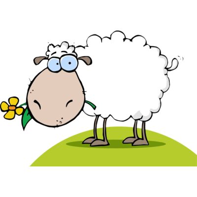 Sheep with flower on green hill Thumbnail