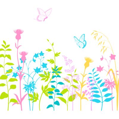 Pretty pastel garden with butterflies Thumbnail