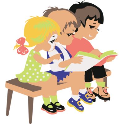 Kids reading on bench seat Thumbnail