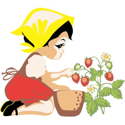 Girl picking strawberries Thumbnail