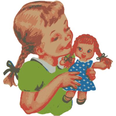 Girl with doll vintage Thumbnail